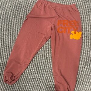 freecity Kids Burgundy Joggers with Orange Logo